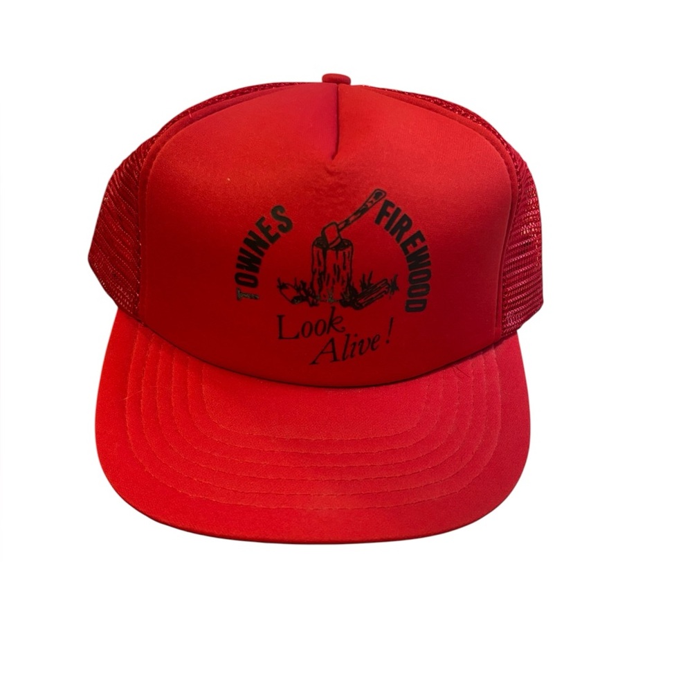 Vintage Red Trucker Hat with Graphic Print